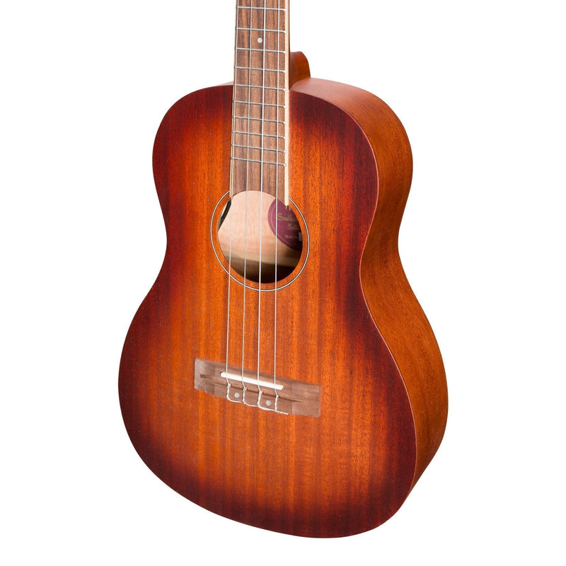 -Martinez 'Southern Belle 6 Series' Mahogany Solid Top Electric Baritone Ukulele with Hard Case (Sunburst)-Living Music