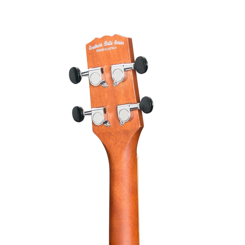 -Martinez 'Southern Belle 6 Series' Mahogany Solid Top Electric Baritone Ukulele with Hard Case (Sunburst)-Living Music
