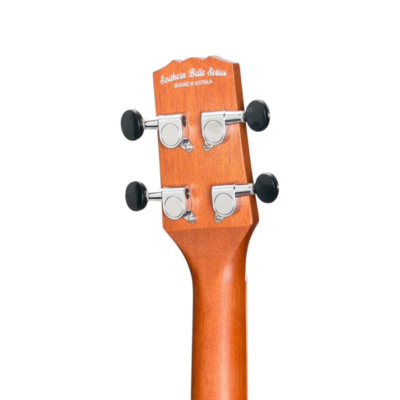 -Martinez 'Southern Belle 6 Series' Mahogany Solid Top Electric Cutaway Tenor Ukulele with Hard Case (Sunburst)-Living Music