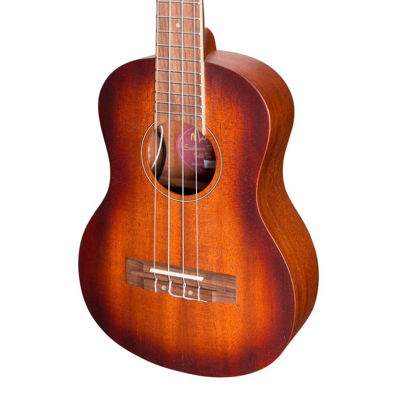 MSBT-6-NST-Martinez 'Southern Belle 6 Series' Mahogany Solid Top Electric Tenor Ukulele with Hard Case (Sunburst)-Living Music