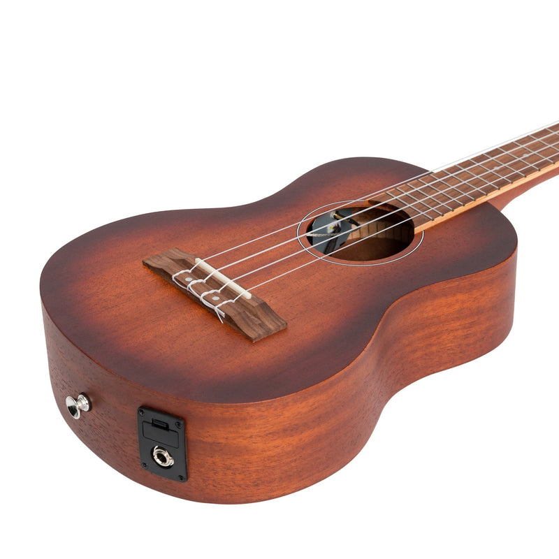 MSBT-6-NST-Martinez 'Southern Belle 6 Series' Mahogany Solid Top Electric Tenor Ukulele with Hard Case (Sunburst)-Living Music