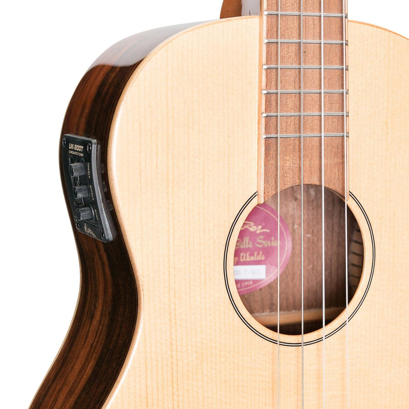 -Martinez 'Southern Belle 7 Series' Spruce Solid Top Electric Baritone Ukulele with Hard Case (Natural Gloss)-Living Music