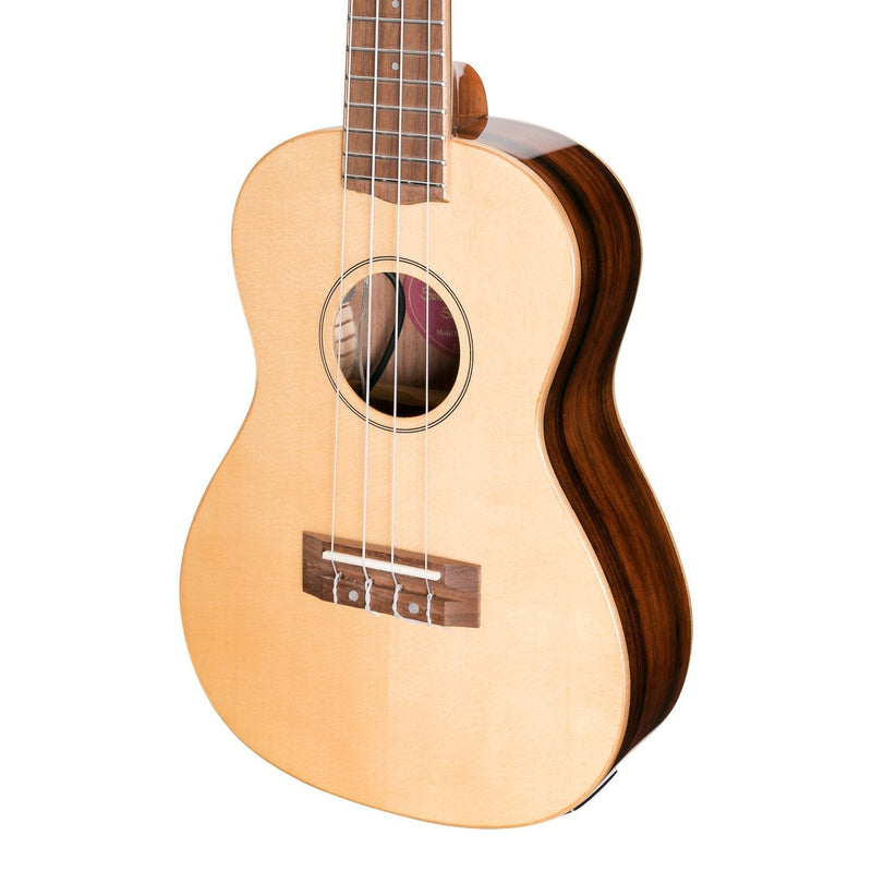 -Martinez 'Southern Belle 7 Series' Spruce Solid Top Electric Concert Ukulele with Hard Case (Natural Gloss)-Living Music