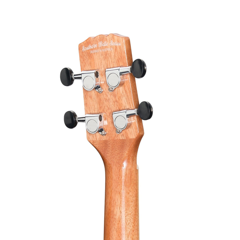-Martinez 'Southern Belle 7 Series' Spruce Solid Top Electric Concert Ukulele with Hard Case (Natural Gloss)-Living Music