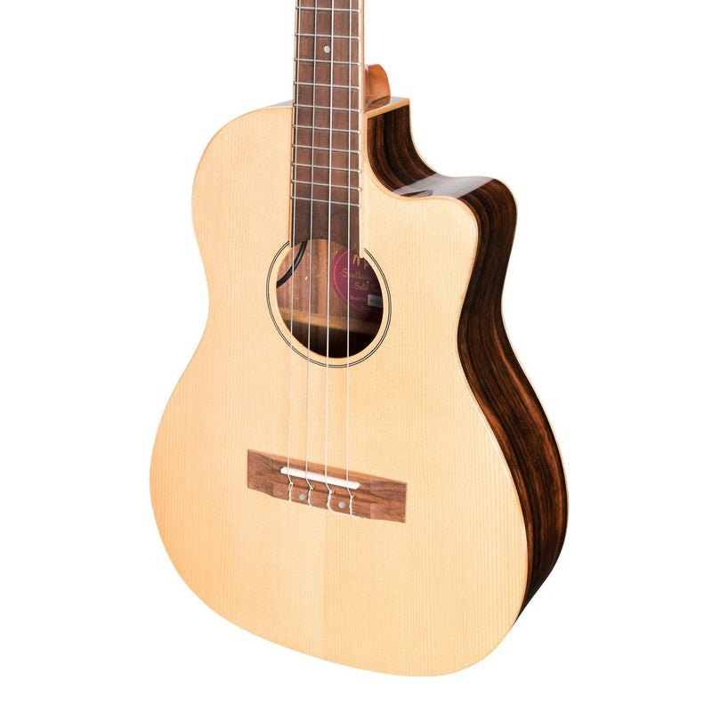 -Martinez 'Southern Belle 7 Series' Spruce Solid Top Electric Cutaway Baritone Ukulele with Hard Case (Natural Gloss)-Living Music