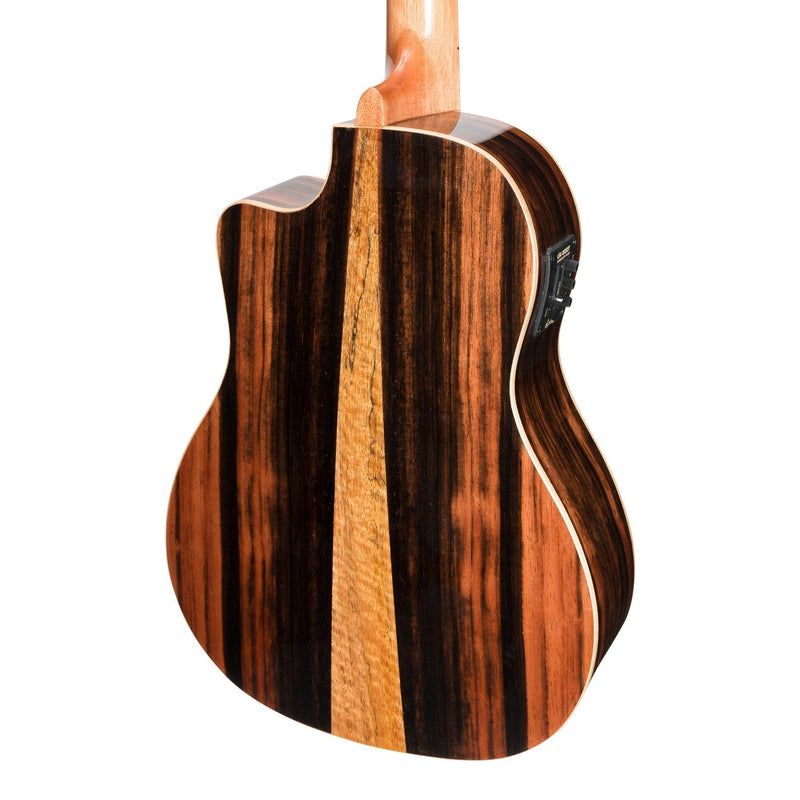 -Martinez 'Southern Belle 7 Series' Spruce Solid Top Electric Cutaway Baritone Ukulele with Hard Case (Natural Gloss)-Living Music