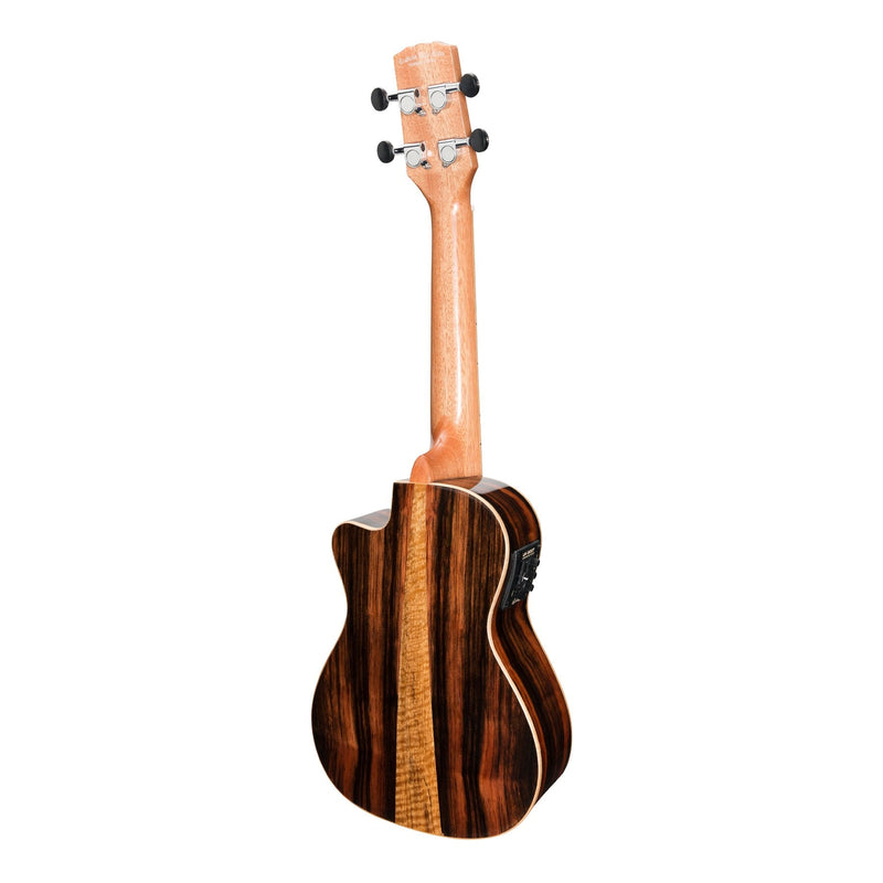 -Martinez 'Southern Belle 7 Series' Spruce Solid Top Electric Cutaway Concert Ukulele with Hard Case (Natural Gloss)-Living Music