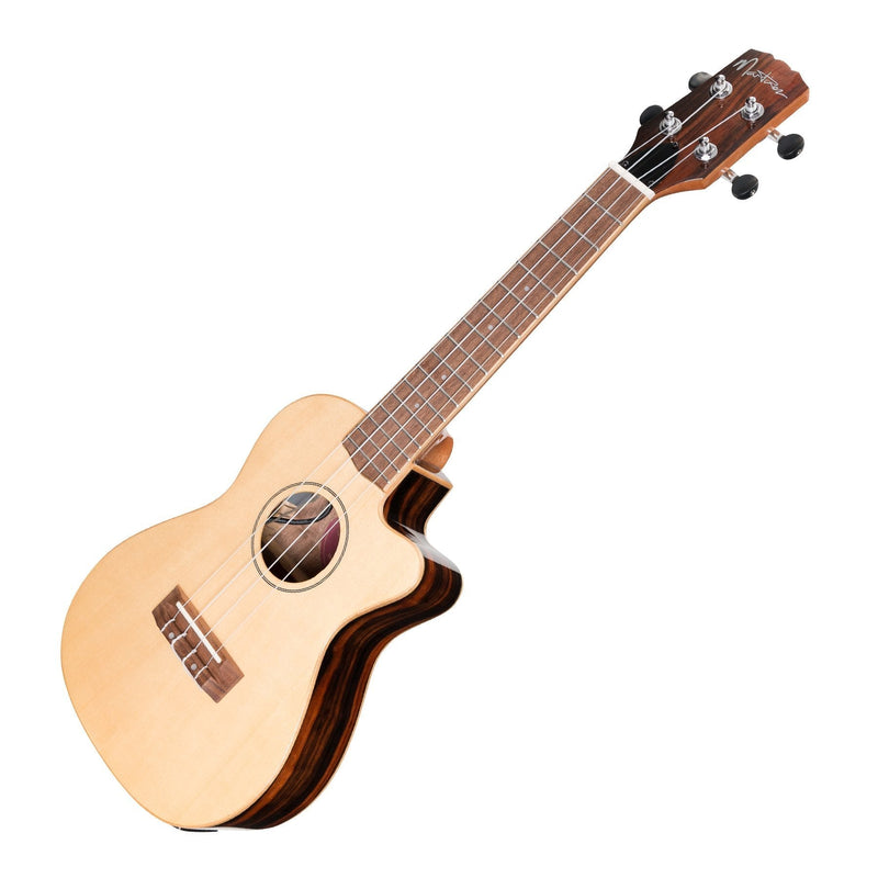 MSBC-7C-NGL-Martinez 'Southern Belle 7 Series' Spruce Solid Top Electric Cutaway Concert Ukulele with Hard Case (Natural Gloss)-Living Music