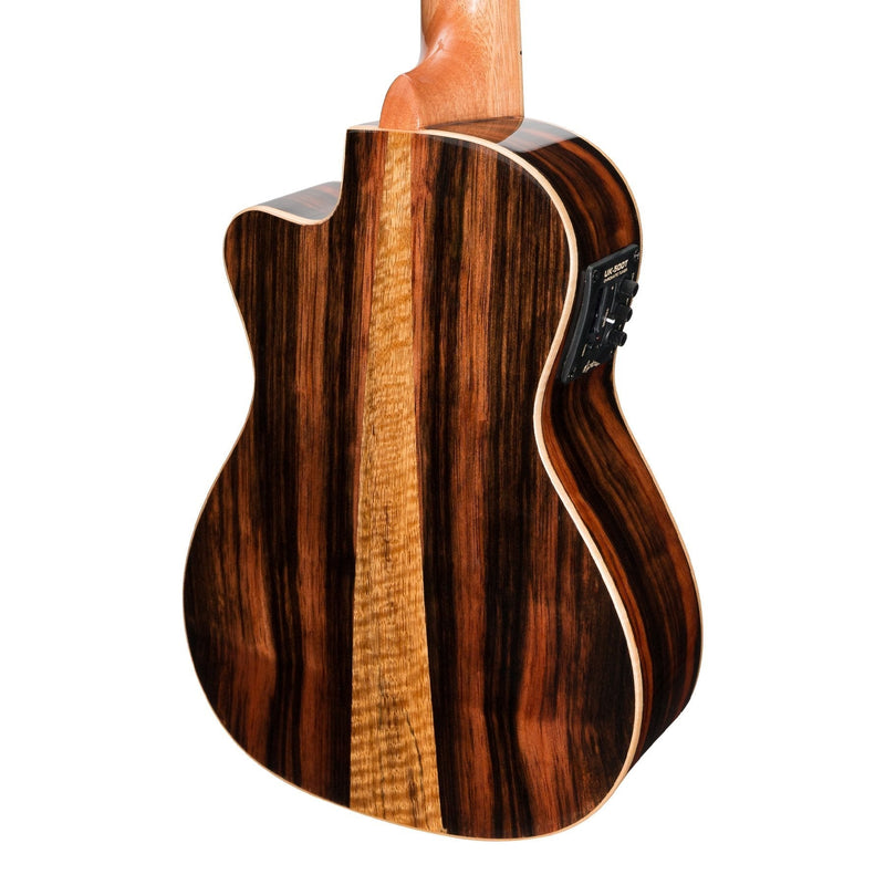 -Martinez 'Southern Belle 7 Series' Spruce Solid Top Electric Cutaway Concert Ukulele with Hard Case (Natural Gloss)-Living Music