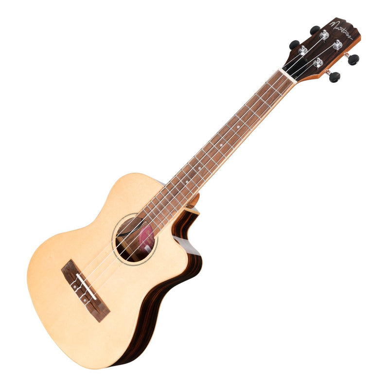 -Martinez 'Southern Belle 7 Series' Spruce Solid Top Electric Cutaway Tenor Ukulele with Hard Case (Natural Gloss)-Living Music