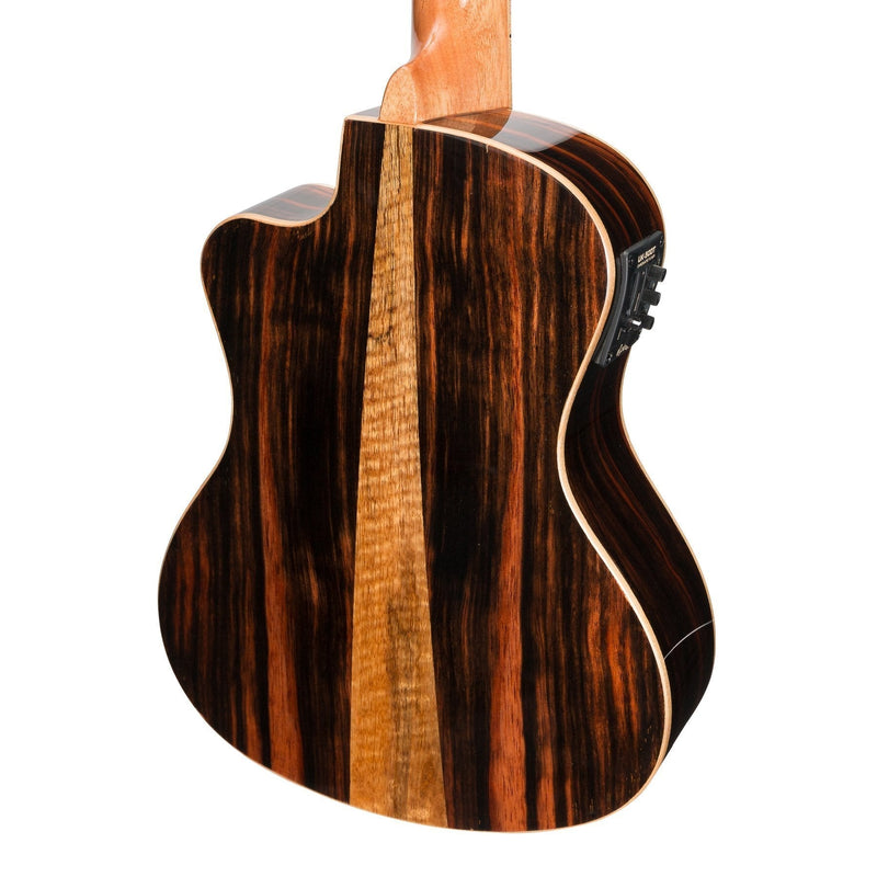 -Martinez 'Southern Belle 7 Series' Spruce Solid Top Electric Cutaway Tenor Ukulele with Hard Case (Natural Gloss)-Living Music