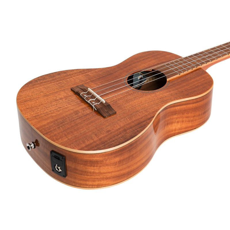 MSBB-8-NGL-Martinez 'Southern Belle 8 Series' Koa Solid Top Electric Baritone Ukulele with Hard Case (Natural Gloss)-Living Music