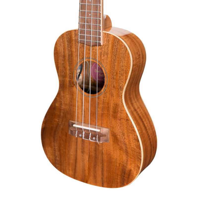 -Martinez 'Southern Belle 8 Series' Koa Solid Top Electric Concert Ukulele with Hard Case (Natural Gloss)-Living Music