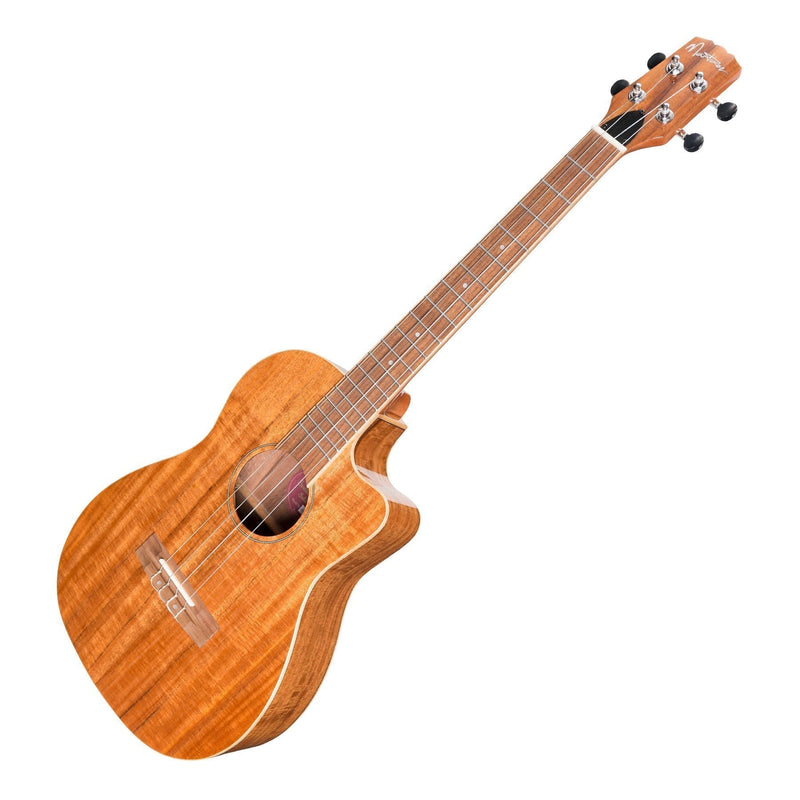 -Martinez 'Southern Belle 8 Series' Koa Solid Top Electric Cutaway Baritone Ukulele with Hard Case (Natural Gloss)-Living Music