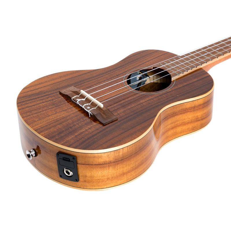 -Martinez 'Southern Belle 8 Series' Koa Solid Top Electric Tenor Ukulele with Hard Case (Natural Gloss)-Living Music
