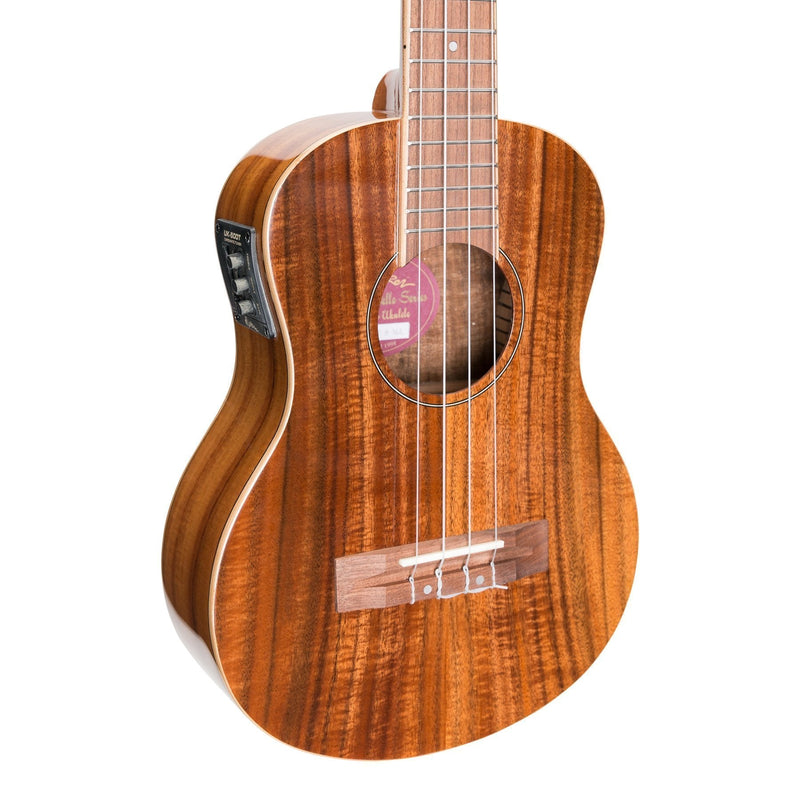 MSBT-8-NGL-Martinez 'Southern Belle 8 Series' Koa Solid Top Electric Tenor Ukulele with Hard Case (Natural Gloss)-Living Music