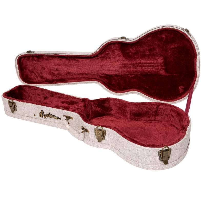 -Martinez 'Southern Belle' Deluxe Shaped Baritone Ukulele Hard Case (Paisley Brown)-Living Music