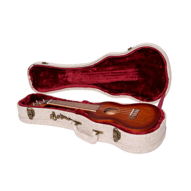 -Martinez 'Southern Belle' Deluxe Shaped Concert Ukulele Hard Case (Paisley Brown)-Living Music