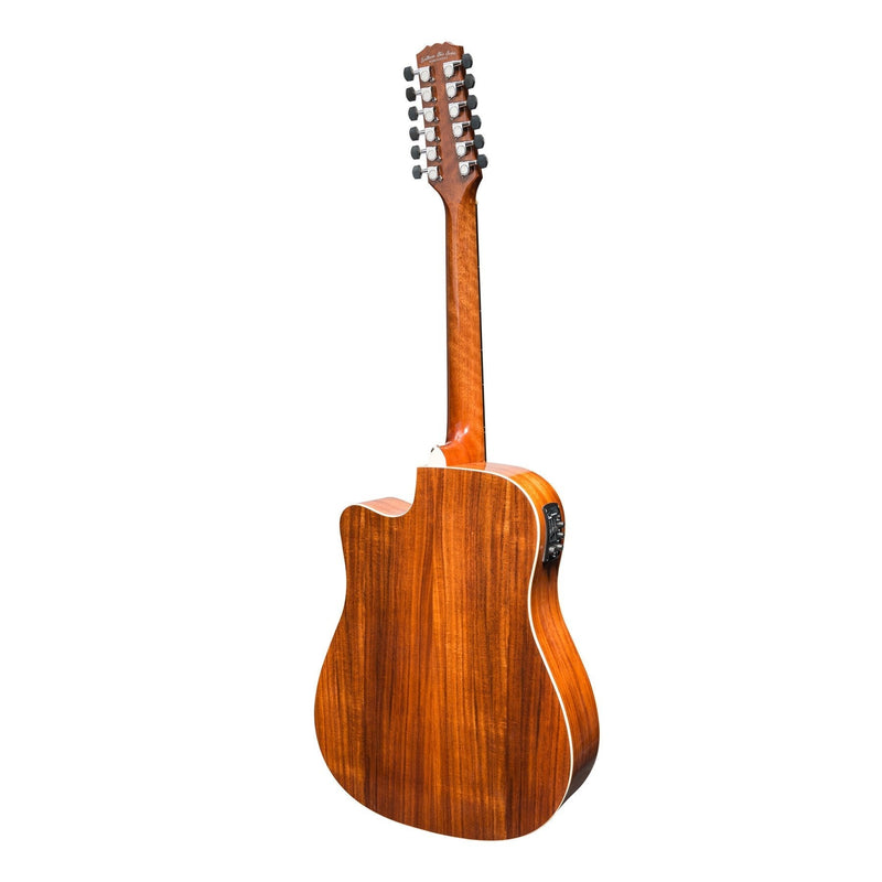MPC-812C-NGL-Martinez 'Southern Star Series' Koa Solid Top 12-String Acoustic-Electric Dreadnought Cutaway Guitar (Natural Gloss)-Living Music