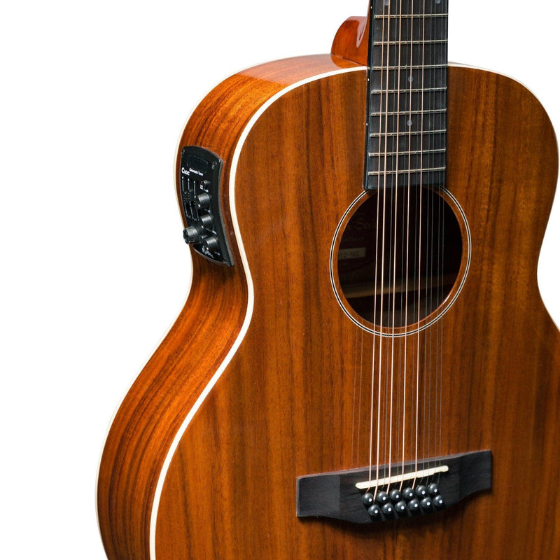 MTT-812-NGL-Martinez 'Southern Star Series' Koa Solid Top 12-String Acoustic-Electric TS-Mini Guitar (Natural Gloss)-Living Music