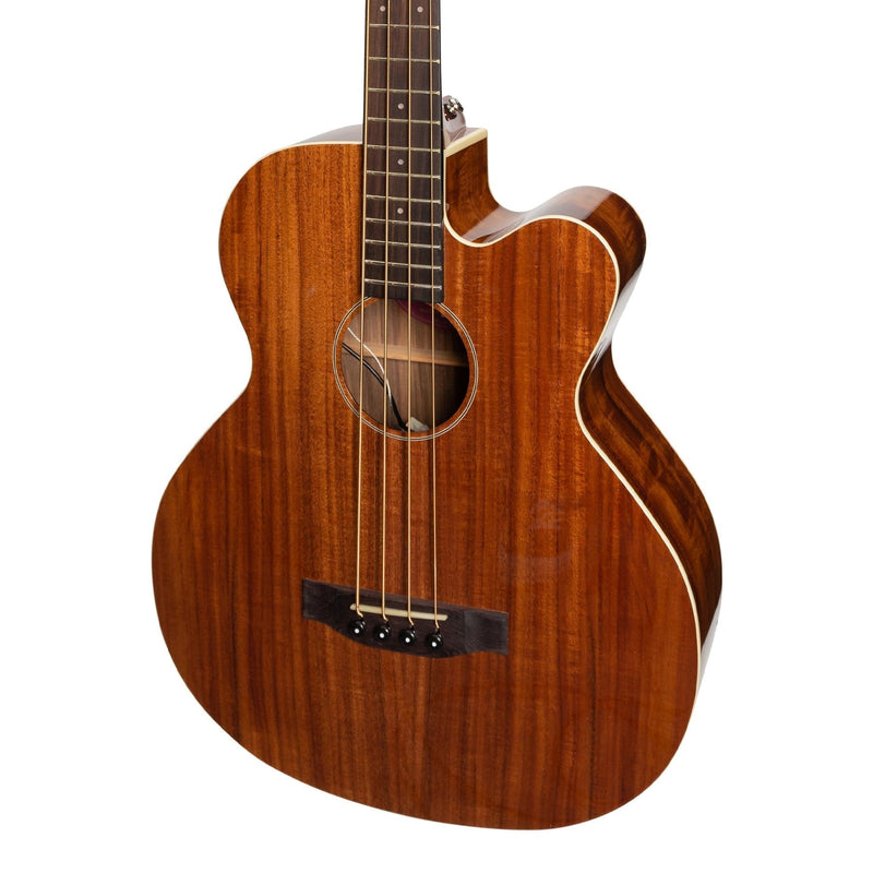 -Martinez 'Southern Star Series' Koa Solid Top Acoustic-Electric Cutaway Bass Guitar (Natural Gloss)-Living Music