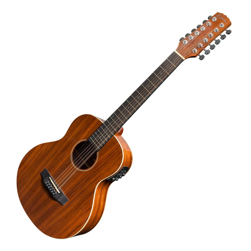 MTT-812L-NGL-Martinez 'Southern Star Series' Koa Solid Top Left Handed 12-String Acoustic-Electric TS-Mini Guitar (Natural Gloss)-Living Music