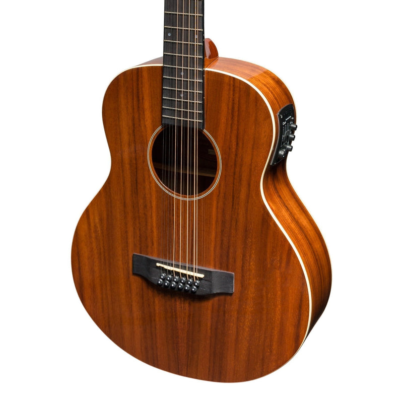 MTT-812L-NGL-Martinez 'Southern Star Series' Koa Solid Top Left Handed 12-String Acoustic-Electric TS-Mini Guitar (Natural Gloss)-Living Music