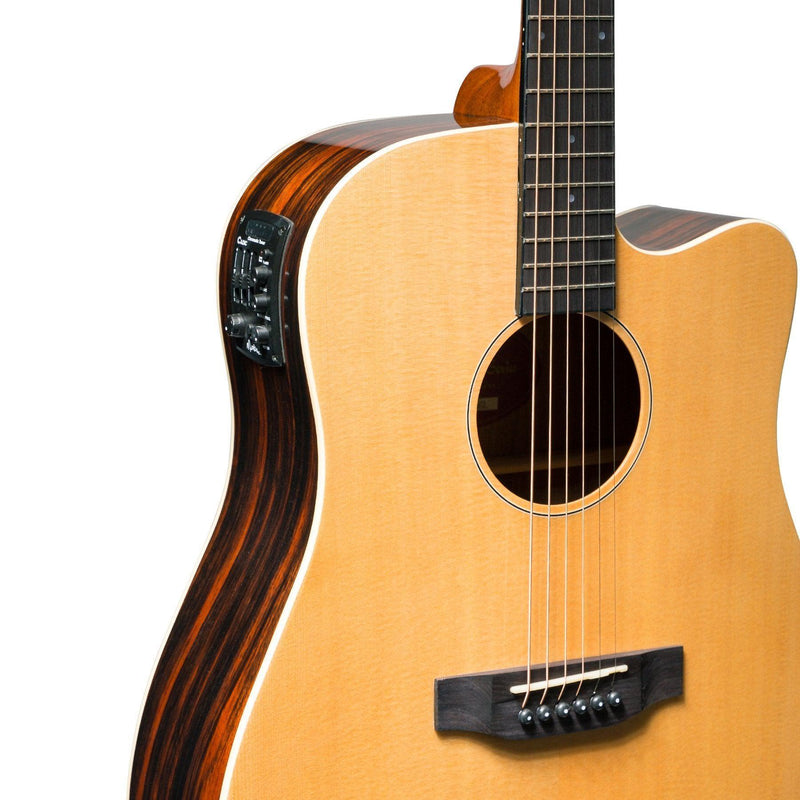 -Martinez 'Southern Star Series' Spruce Solid Top Acoustic-Electric Dreadnought Cutaway Guitar (Natural Gloss)-Living Music