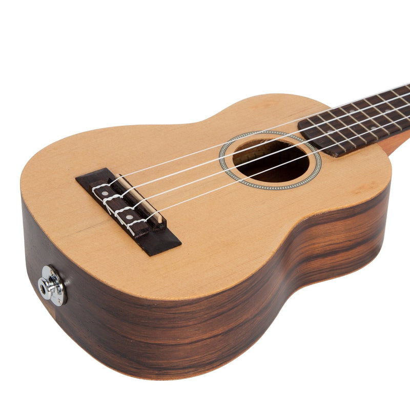 -Mojo 'SZ40 Series' Spruce Top and Rosewood Back & Sides Electric Soprano Ukulele (Natural Satin)-Living Music