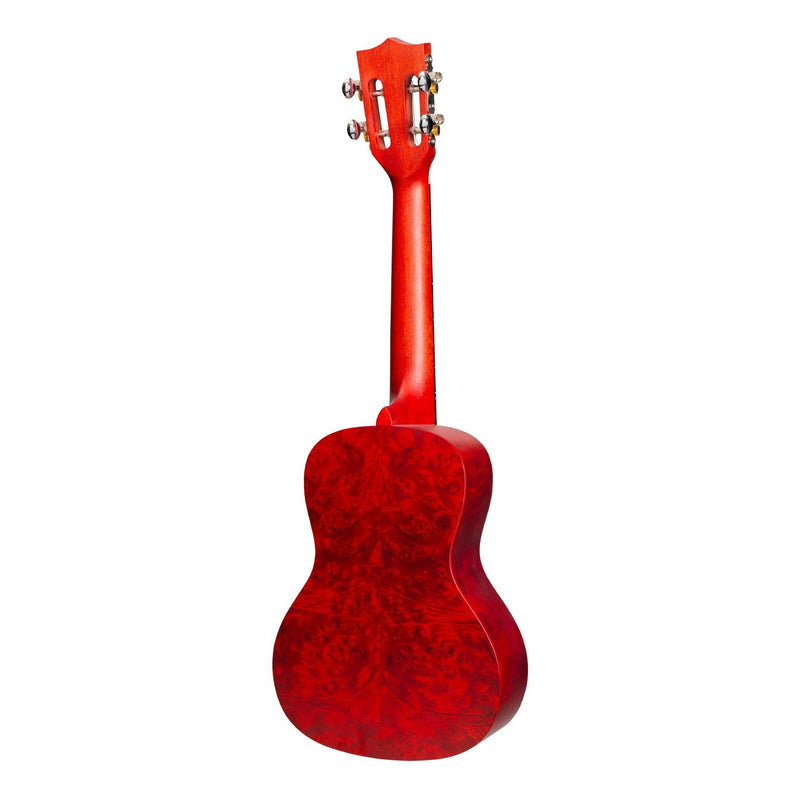 -Mojo 'Traditional Series' Quilted Maple Concert Ukulele with Gig Bag (Red)-Living Music