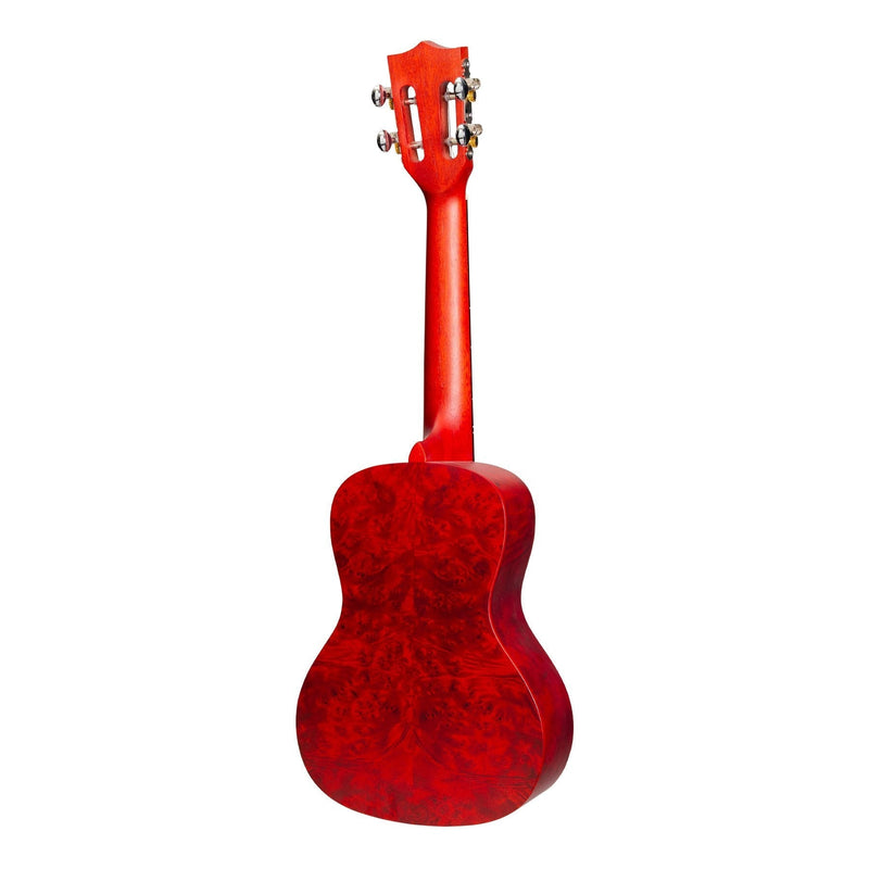 MCU-03-RED-Mojo 'Traditional Series' Quilted Maple Concert Ukulele with Gig Bag (Red)-Living Music