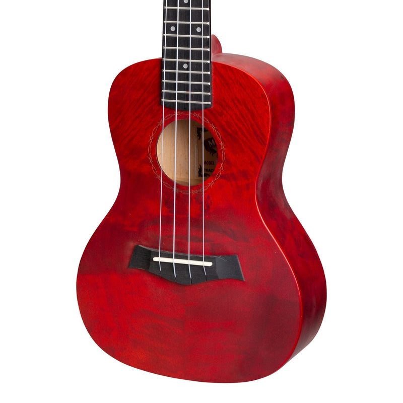 -Mojo 'Traditional Series' Quilted Maple Concert Ukulele with Gig Bag (Red)-Living Music