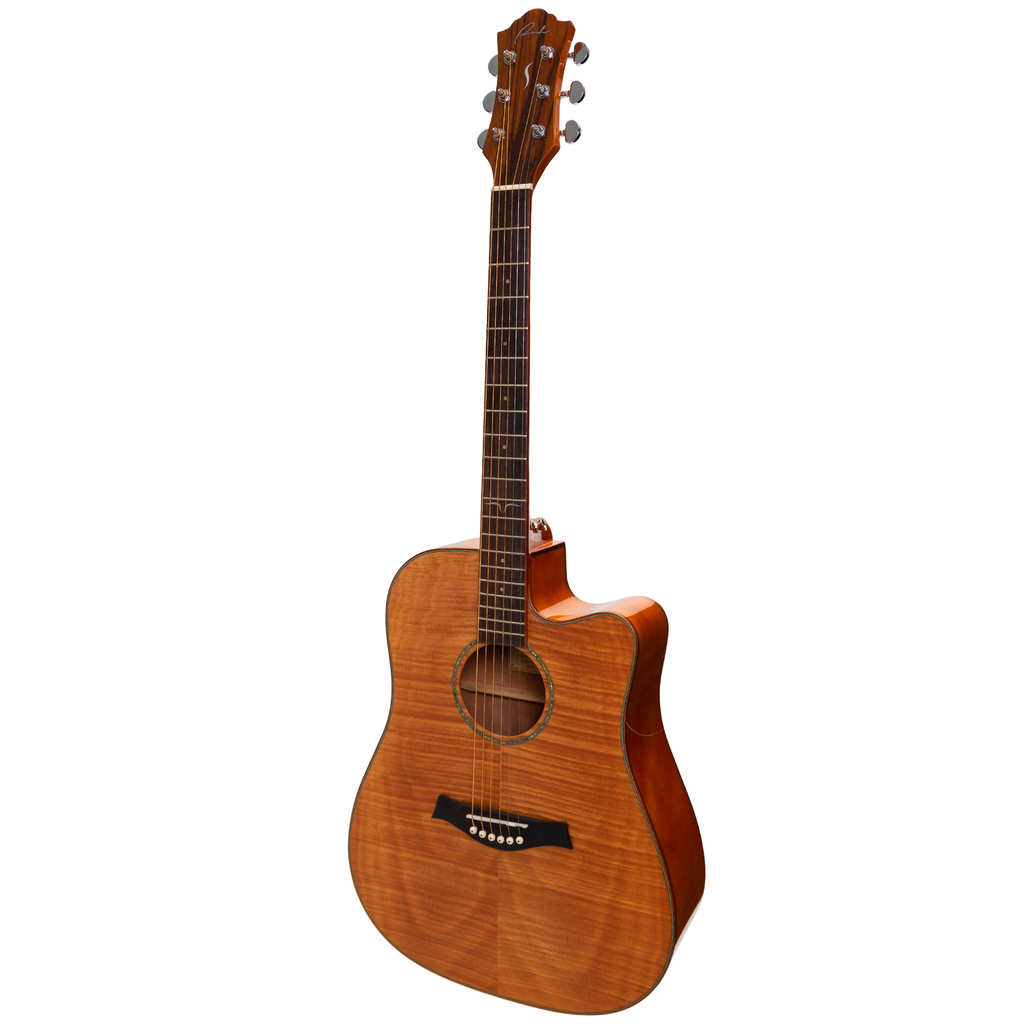 -Ranch Flame Maple Top Acoustic Dreadnought Cutaway Guitar (Natural Gloss)-Living Music