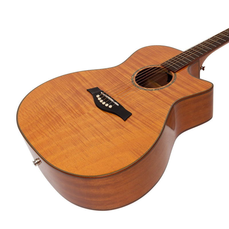-Ranch Flame Maple Top Acoustic Small-Body Cutaway Guitar (Natural Gloss)-Living Music