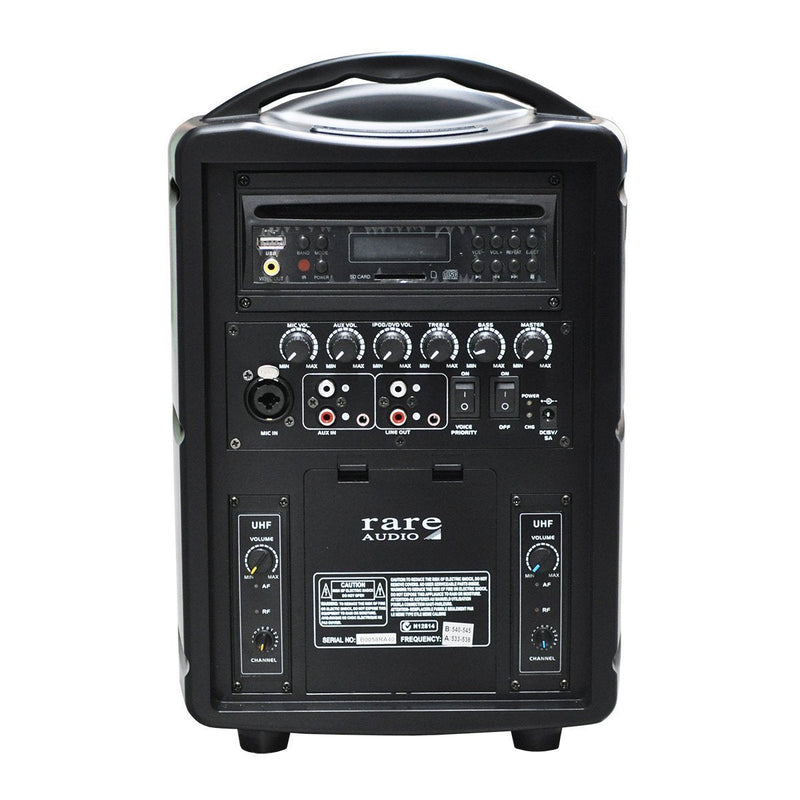 RA-WRB-40-Rare Audio 40 Watt Rechargeable Wireless PA System with DVD Player-Living Music