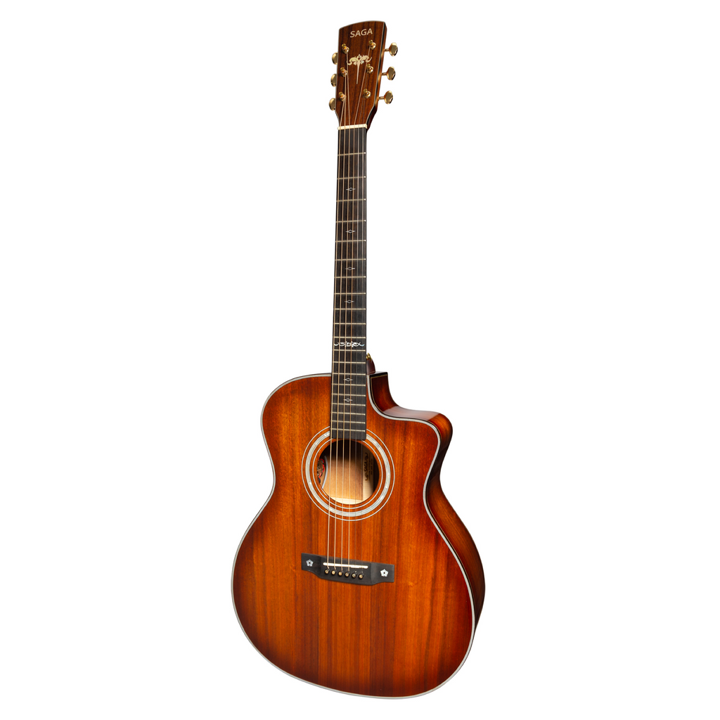 -Saga K1GCNE Solid Koa Wood Acoustic-Electric Guitar (Natural)-Living Music