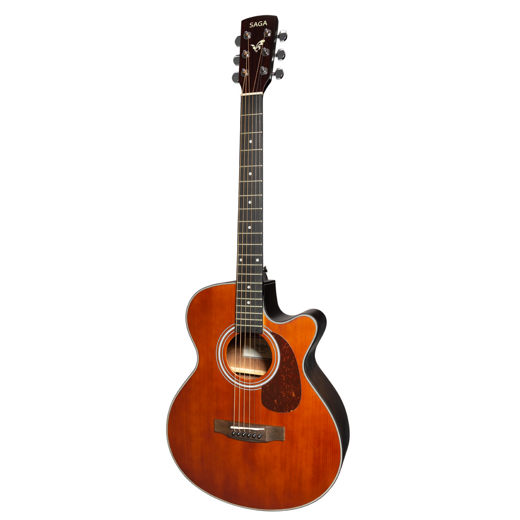 -Saga SA800 Solid Top Folk Cutaway Acoustic-Electric Guitar (Retro)-Living Music