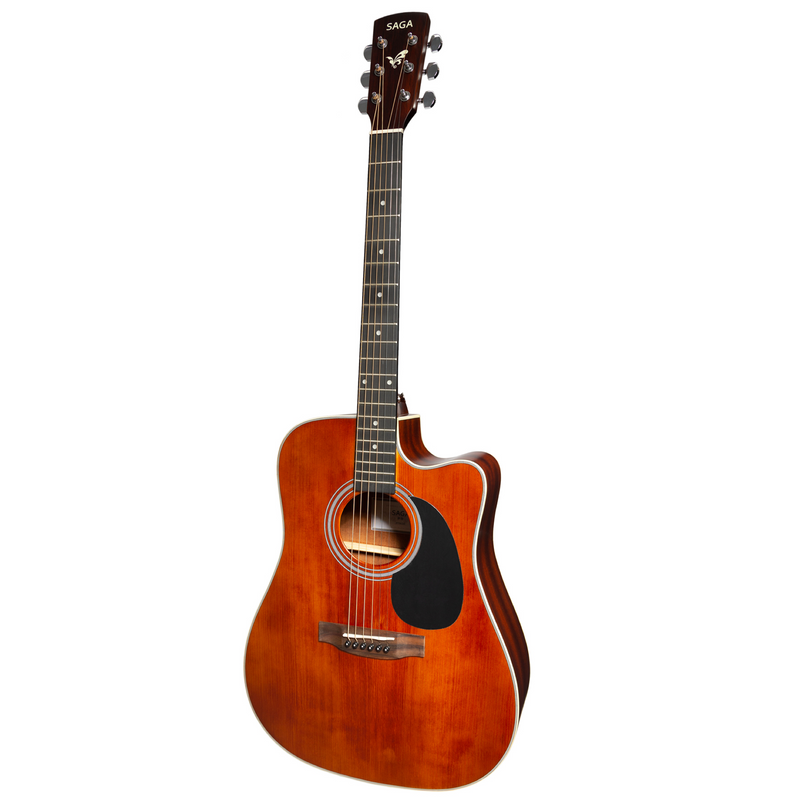 -Saga '700 Series' Engelmann Spruce Dreadnought Acoustic-Electric Cutaway Guitar (Retro)-Living Music