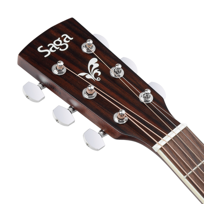 -Saga '700 PRO Series' Solid Top Dreadnought Acoustic Guitar (Natural)-Living Music