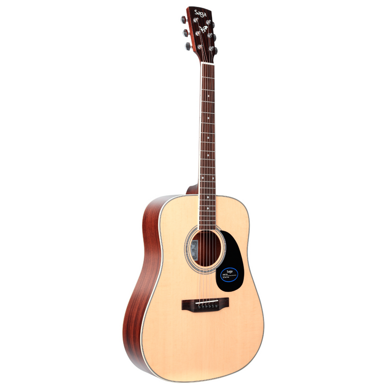 -Saga '700 PRO Series' Solid Top Dreadnought Acoustic Guitar (Natural)-Living Music