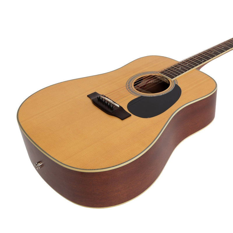 -Saga '700 Series' Solid Spruce Top Acoustic Dreadnought Guitar (Natural Satin)-Living Music