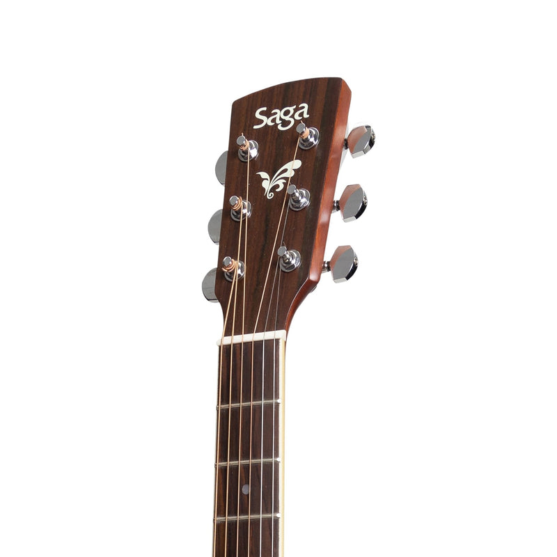 -Saga '700 Series' Solid Spruce Top Acoustic Dreadnought Guitar (Natural Satin)-Living Music