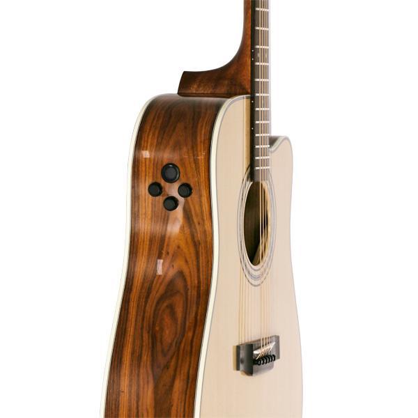 -Saga '850 Series' Solid Spruce Top Acoustic-Electric Dreadnought Cutaway Guitar (Natural)-Living Music