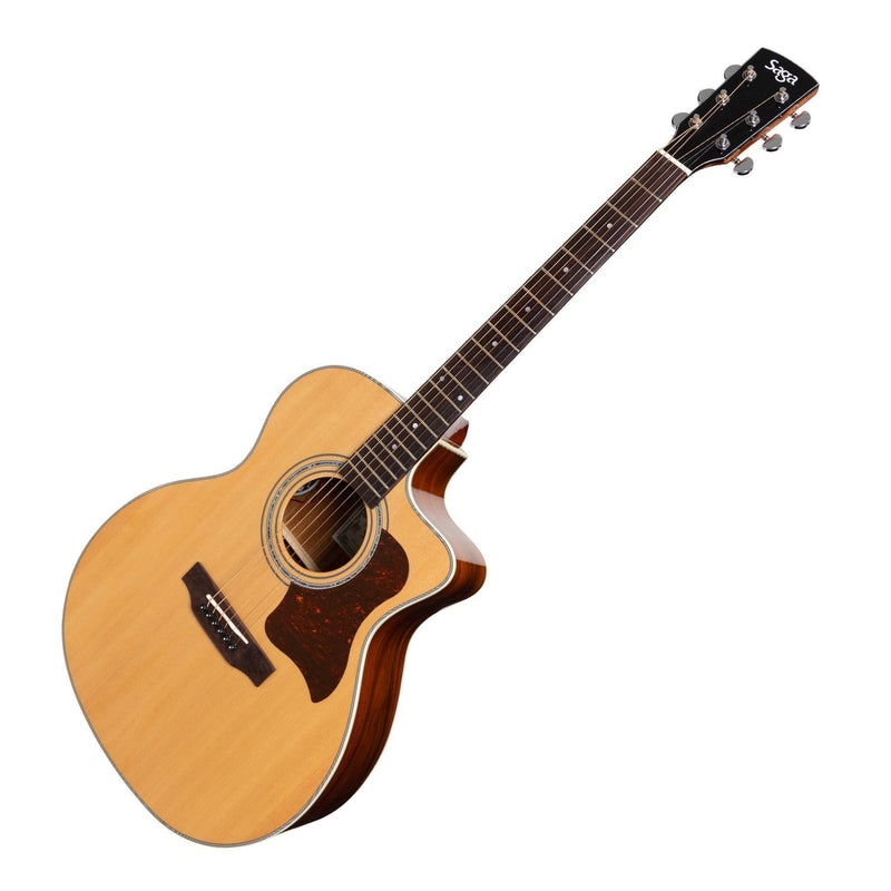 -Saga '850 Series' Solid Spruce Top Acoustic-Electric Small-Body Cutaway Guitar (Natural Gloss)-Living Music