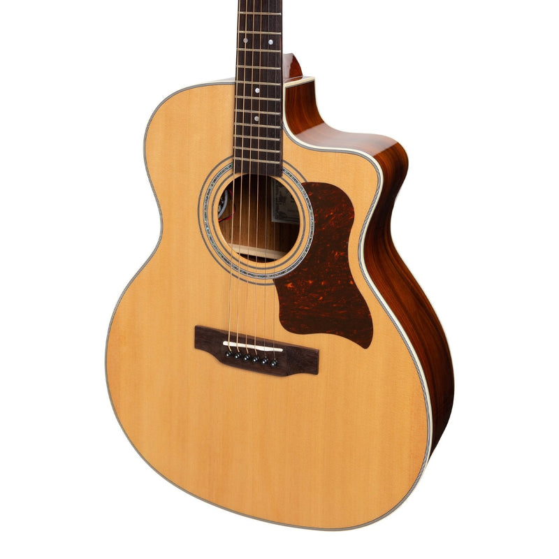 -Saga '850 Series' Solid Spruce Top Acoustic-Electric Small-Body Cutaway Guitar (Natural Gloss)-Living Music