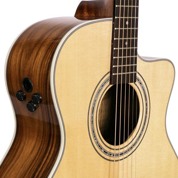 -Saga '850 Series' Solid Spruce Top Acoustic-Electric Small-Body Cutaway Guitar (Natural Gloss)-Living Music