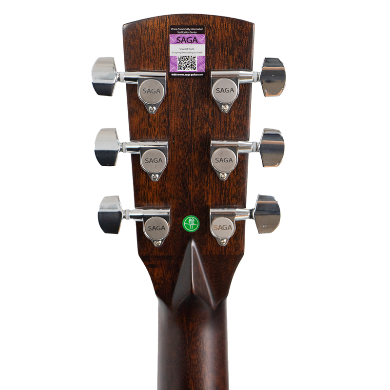 -Saga A1DCE All Solid Spruce Sapele Acoustic-Electric Guitar (Natural)-Living Music