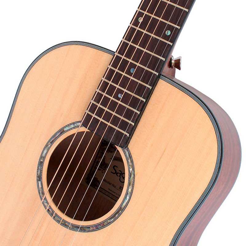 -Saga BT10S Solid Top Small Body Travel Acoustic Guitar (Natural)-Living Music