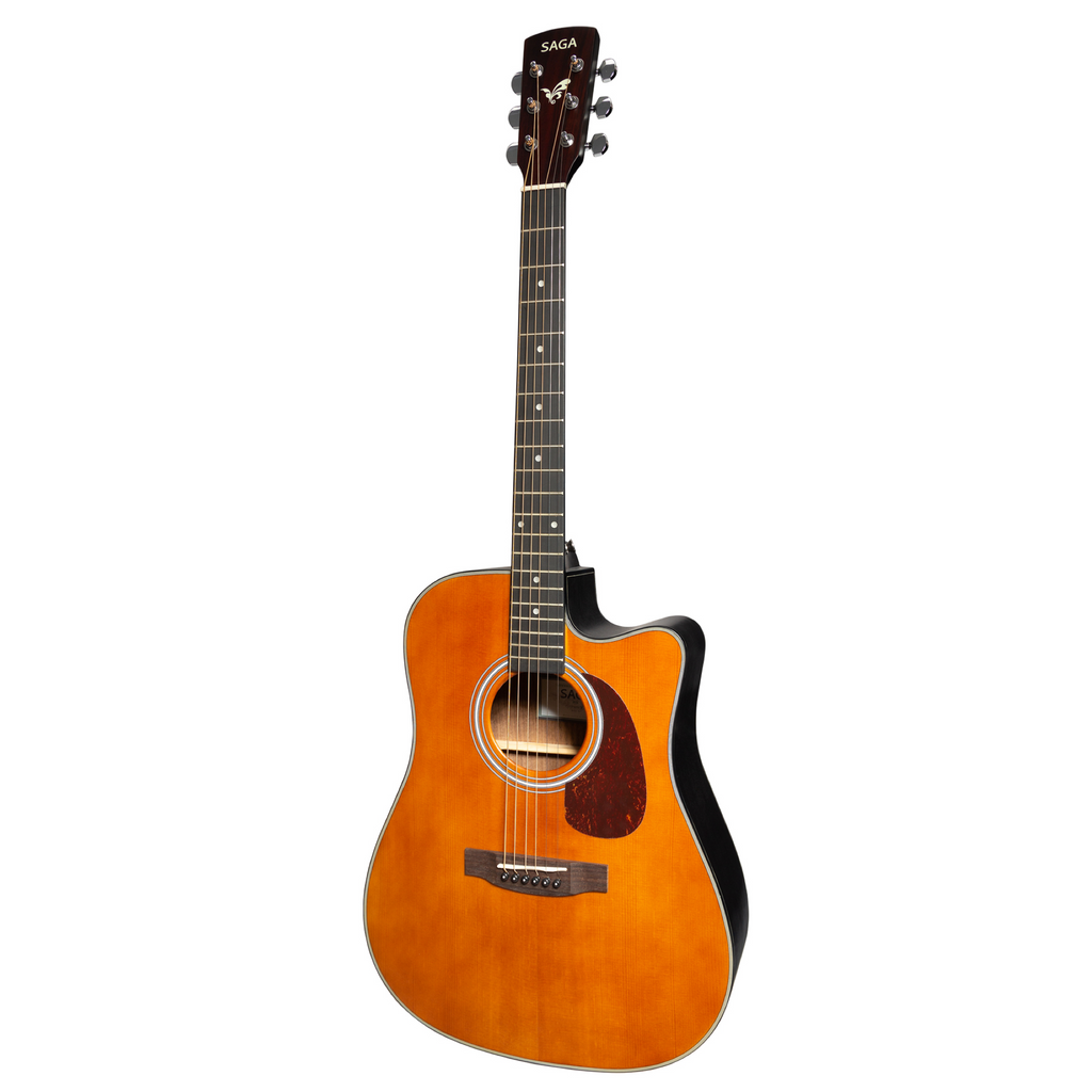 -Saga SF800 Solid Top Folk Cutaway Acoustic-Electric Guitar (Retro)-Living Music