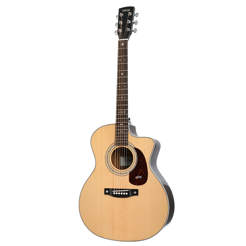-Saga A1GCE All Solid Spruce Sapele Acoustic-Electric Guitar (Natural)-Living Music